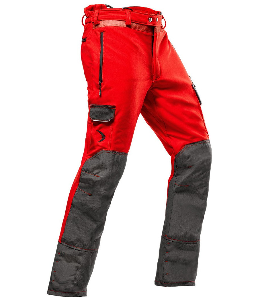 Pantalon anticoupures classe 1 Type A de couleur rouge avec renforts Gladiator noirs