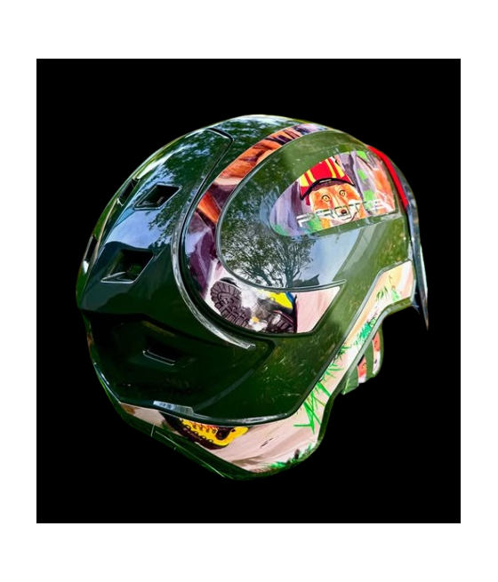 Casque Protos Forest - édition limitée - thématique Foxy vu de dos, personnalisation des stickers