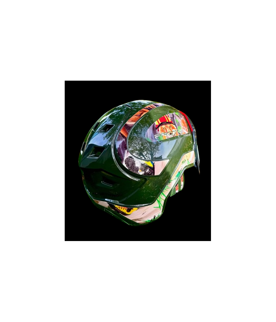 Casque Protos Forest - édition limitée - thématique Foxy vu de dos, personnalisation des stickers