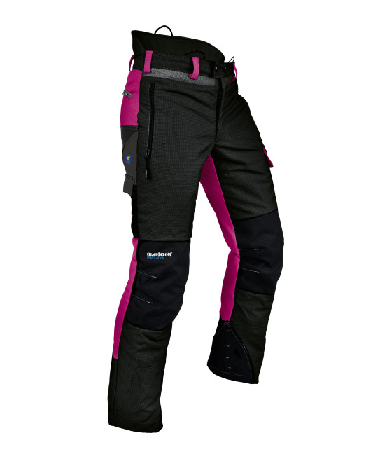 pantalon anticoupures Gladiator Ventilation classe 1 coloris noir et rose