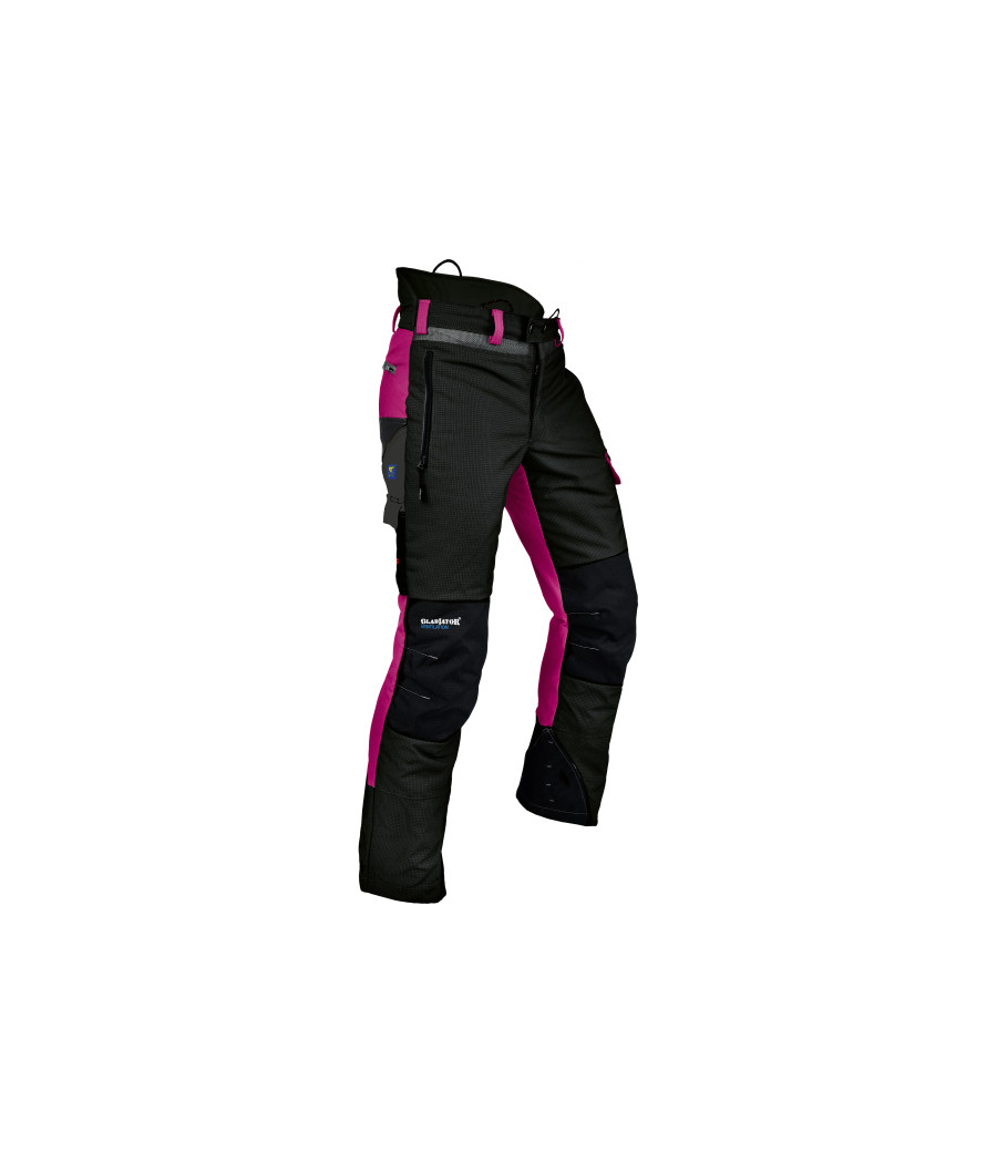 pantalon anticoupures Gladiator Ventilation classe 1 coloris noir et rose