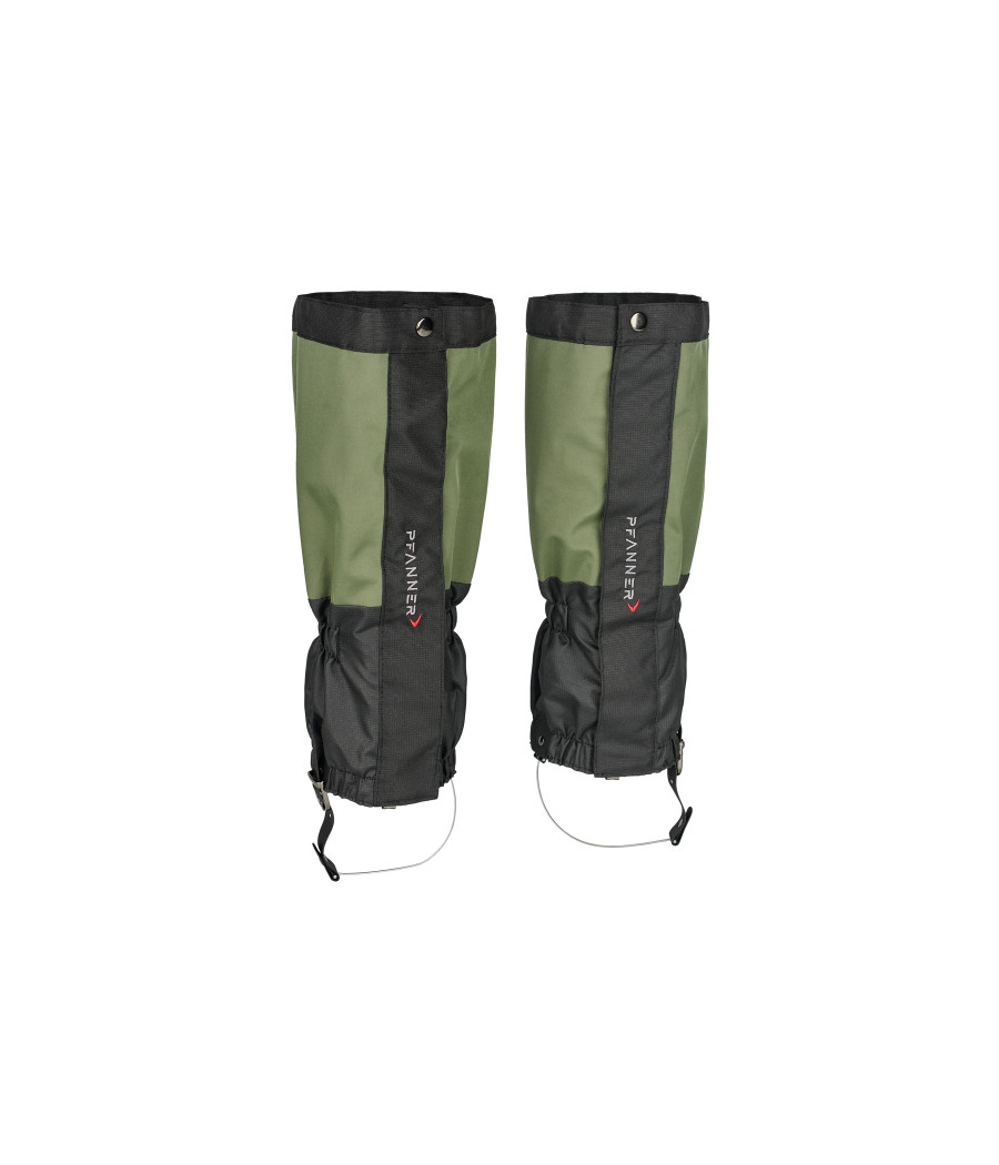guêtres kaki en Gladiator avec un cordon arrière pour le maintien et fermetures à velcro et boutons pression