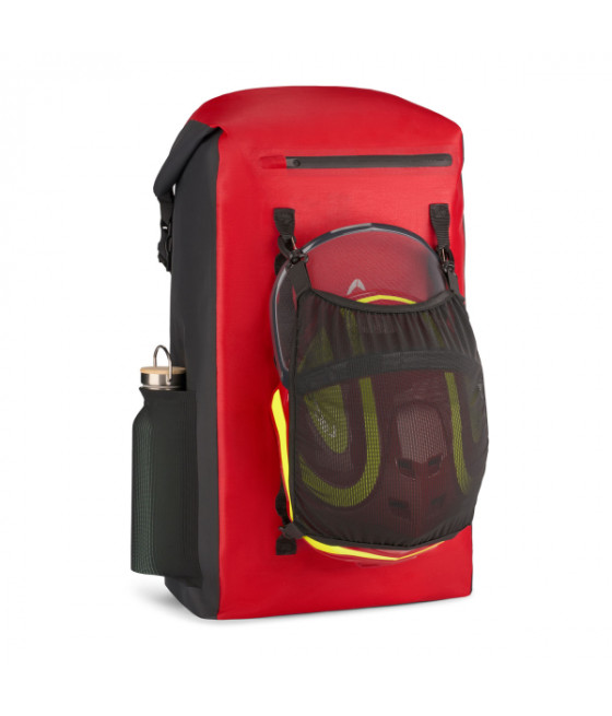sac de travail Pfanner rouge avec support pour casque Protos et pour une gourde