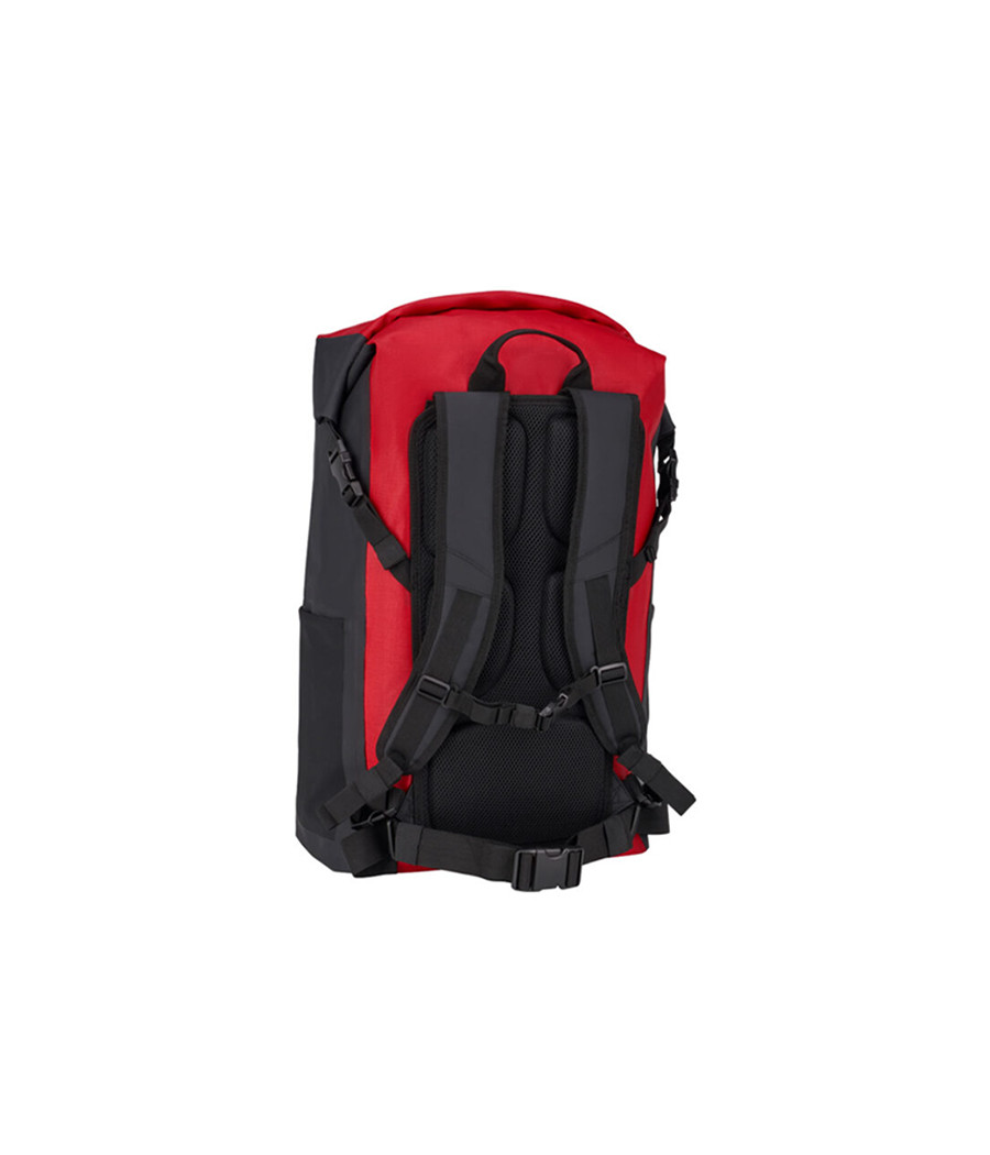 sac de travail Pfanner rouge, vu de la partie contre le dos et des bretelles de portage