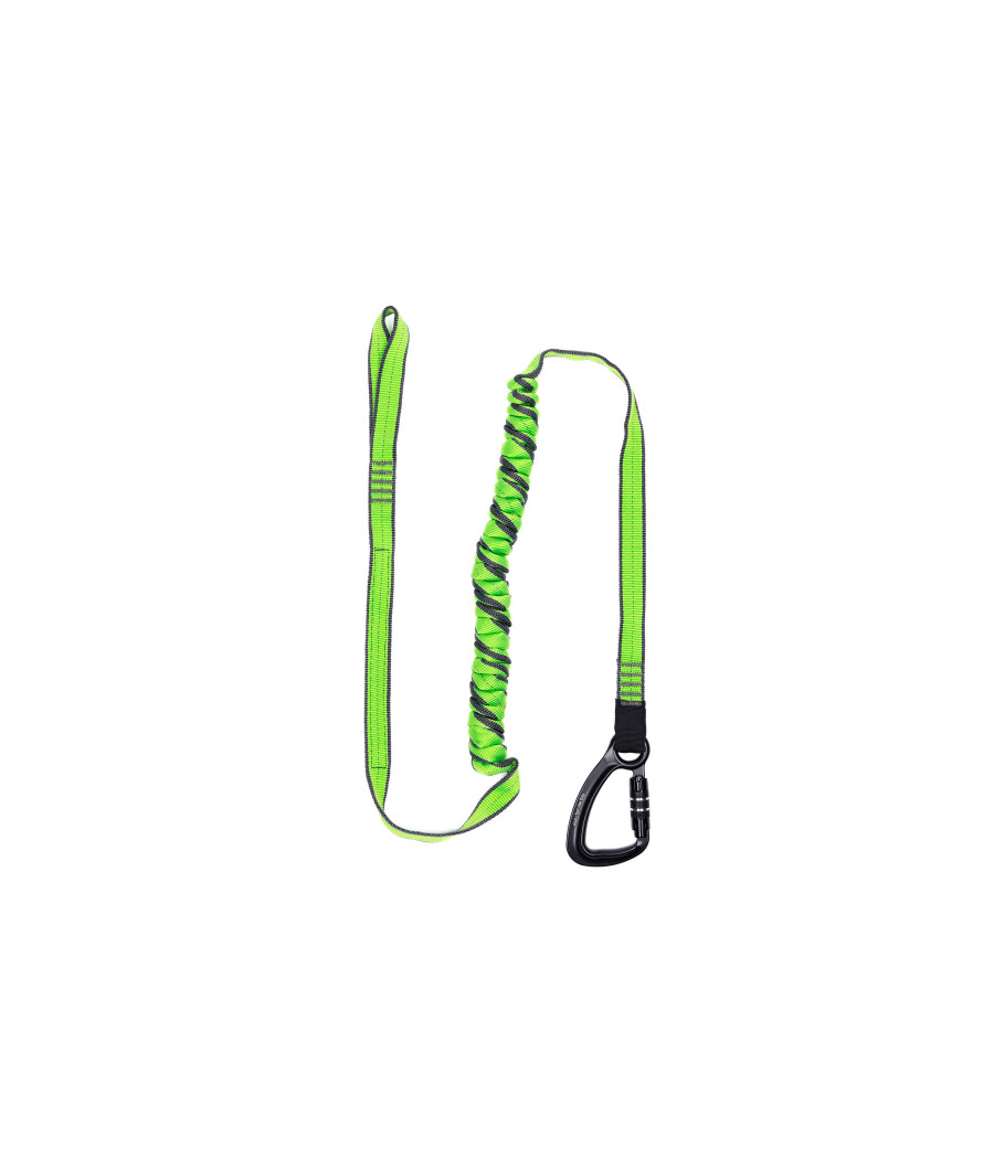Longe de sécurité élastique avec un mousqueton à verrouillage automatique d'un côté et de l'autre une boucle en Dyneema