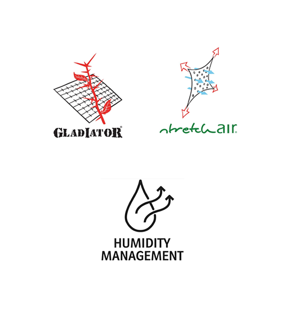 Tissu Gladiator, Technologie StretchAir et gestion de l'humidité