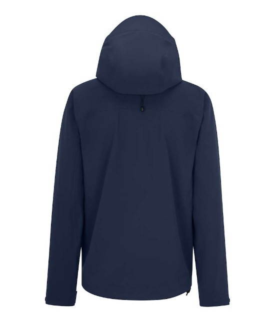 verso de la veste de pluie coloris bleu marine avec vu sur la capuche