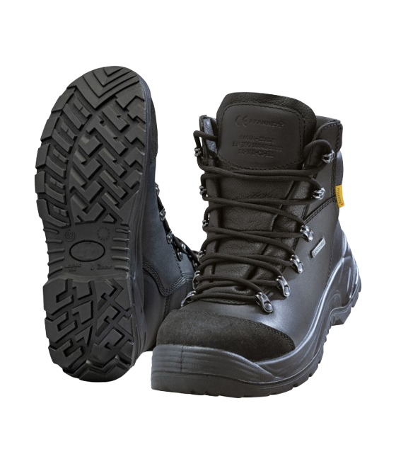 Chaussures montantes en cuir noir avec embout de protection en acier