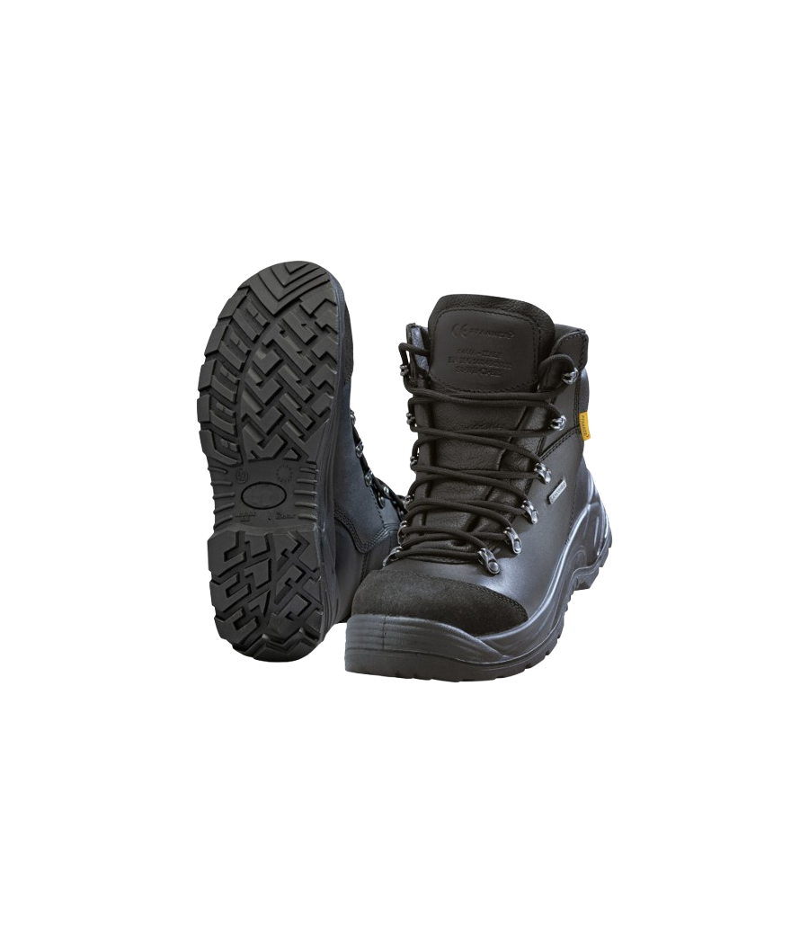 Chaussures montantes en cuir noir avec embout de protection en acier