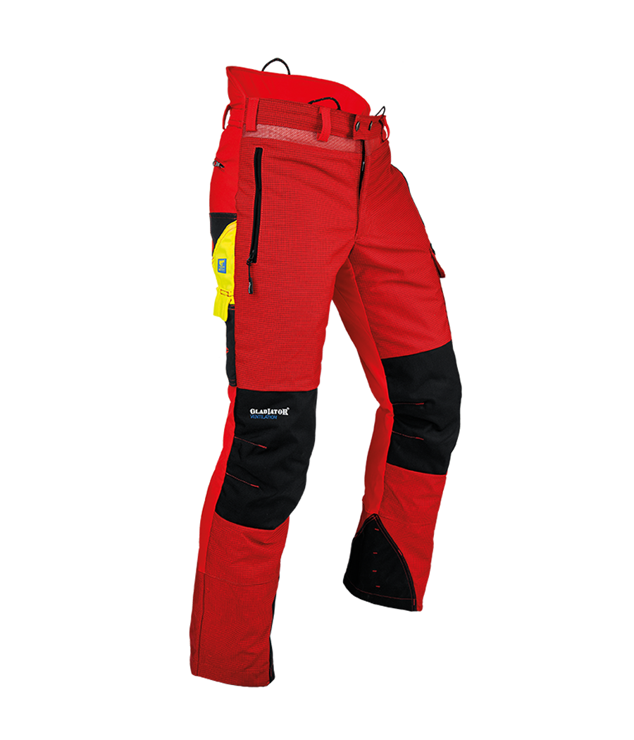 Pantalon anti-coupures ventilé coloris rouge taille XL en promotion