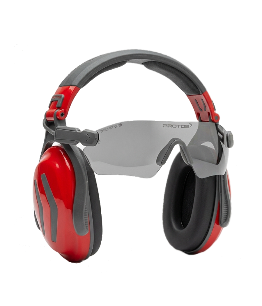 bandeau rouge avec lunettes Protos anthracite