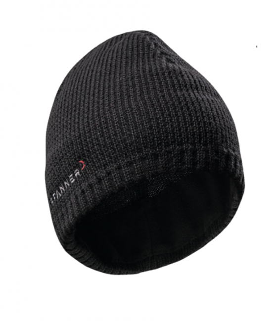 Bonnet Falcon Merino en uni noir avec logo Pfanner