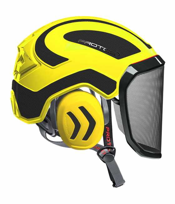 Casque Protos Integral Arborist Bicolore jaune fluo-gris carbone