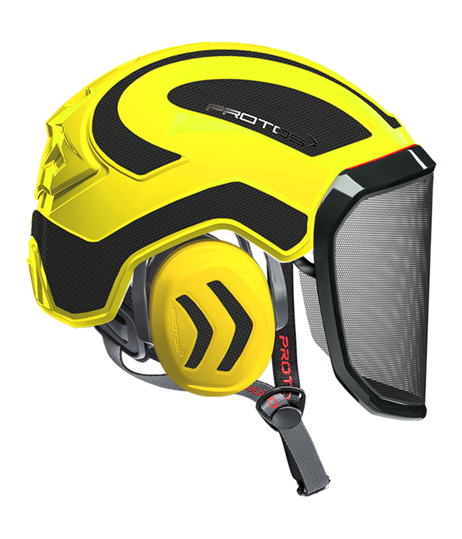 Casque Protos Integral Arborist Bicolore jaune fluo-gris carbone