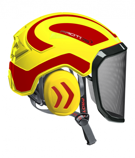 Casque Protos Integral Arborist Bicolore jaune fluo-rouge