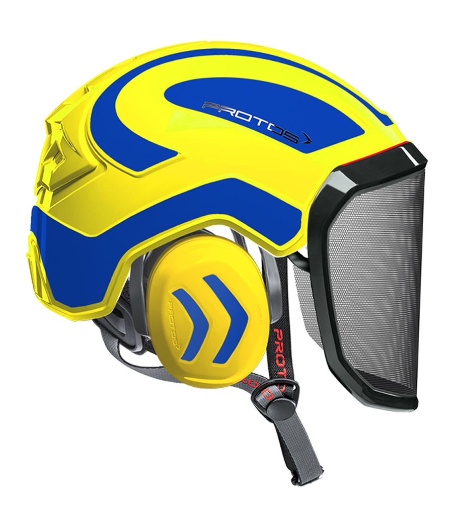 Casque Protos Integral Arborist Bicolore jaune fluo-bleu