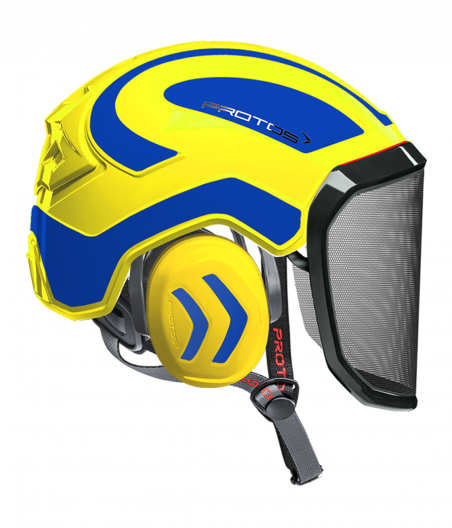 Casque Protos Integral Arborist Bicolore jaune fluo-bleu
