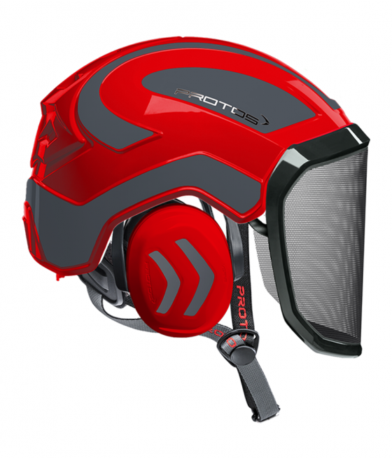 Casque Protos Integral Arborist Bicolore rouge-gris
