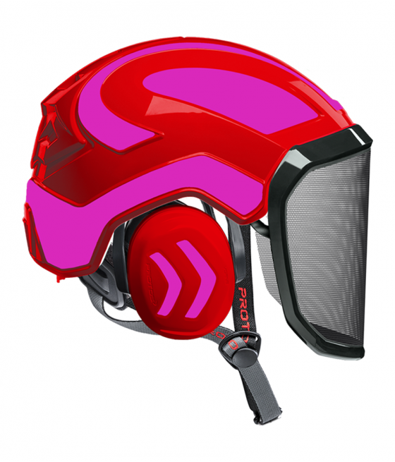 Casque Protos Integral Arborist Bicolore rouge-rose