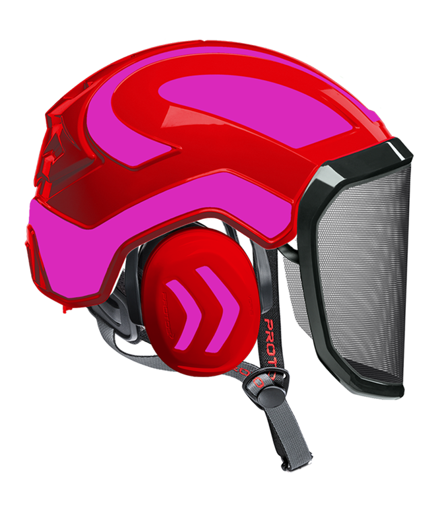 Casque Protos Integral Arborist Bicolore rouge-rose