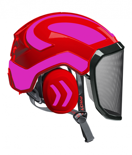 Casque Protos Integral Arborist Bicolore rouge-rose
