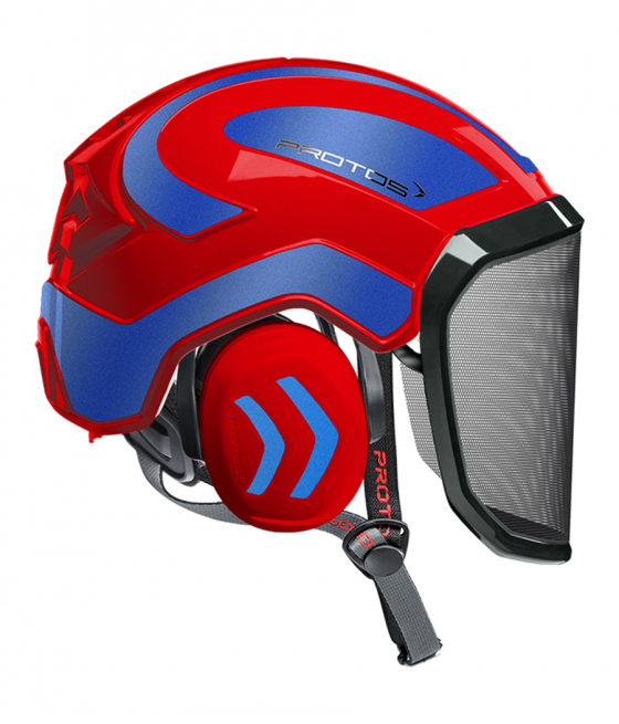 Casque Protos Integral Arborist Bicolore rouge-bleu metal