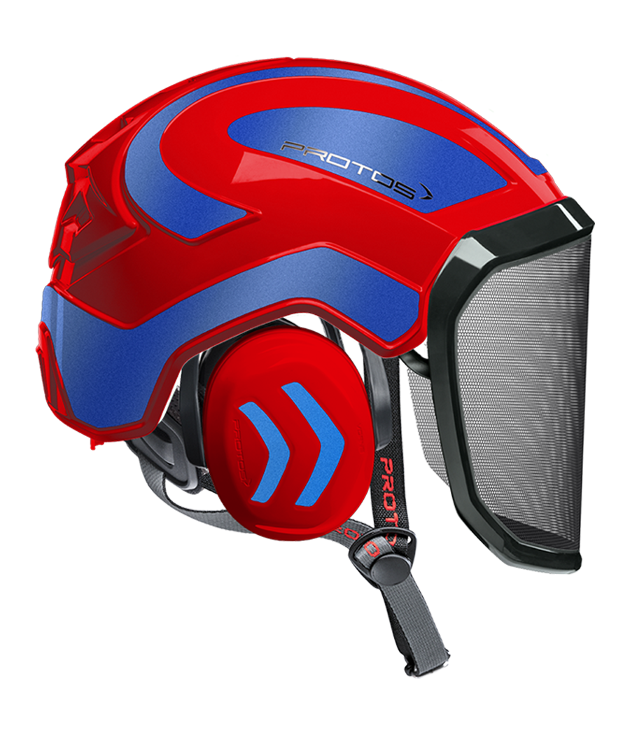 Casque Protos Integral Arborist PFANNER Bicolore rouge-bleu metal