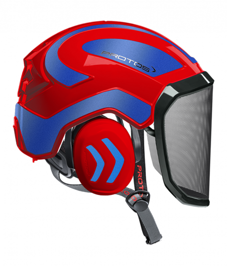 Casque Protos Integral Arborist Bicolore rouge-bleu metal
