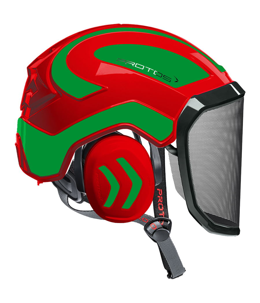 Casque Protos Integral Arborist Bicolore rouge-vert
