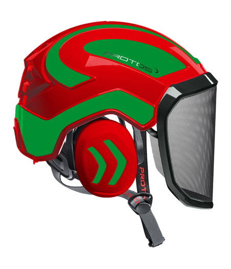 Casque Protos Integral Arborist Bicolore rouge-vert