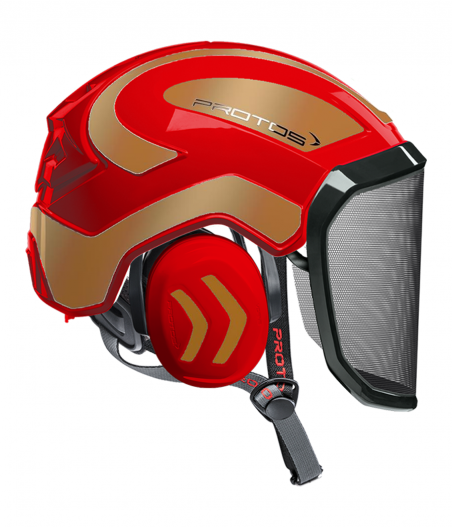 Casque Protos Integral Arborist Bicolore rouge-or
