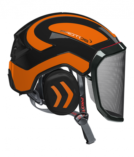 Casque Protos Integral Arborist Bicolore noir-orange fluo