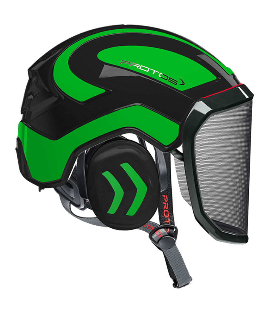 Casque Protos Integral Arborist PFANNER Bicolore noir-vert fluo
