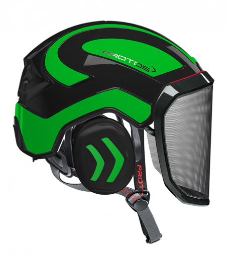 Casque Protos Integral Arborist Bicolore noir-vert fluo