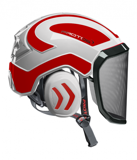 Casque Protos Integral Arborist Bicolore blanc-rouge