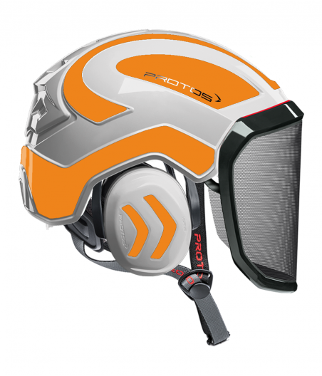 Casque Protos Integral Arborist Bicolore blanc-orange fluo