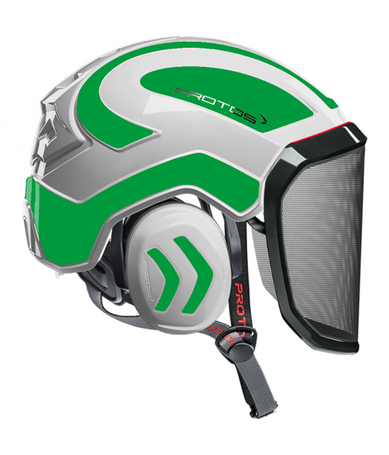 Casque Protos Integral Arborist Bicolore  blanc-vert fluo