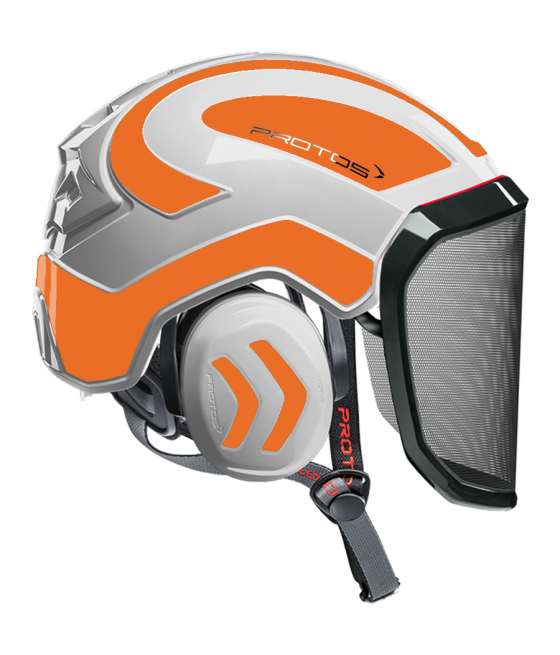 Casque Protos Integral Arborist PFANNER Bicolore  blanc-rouge orange fluo