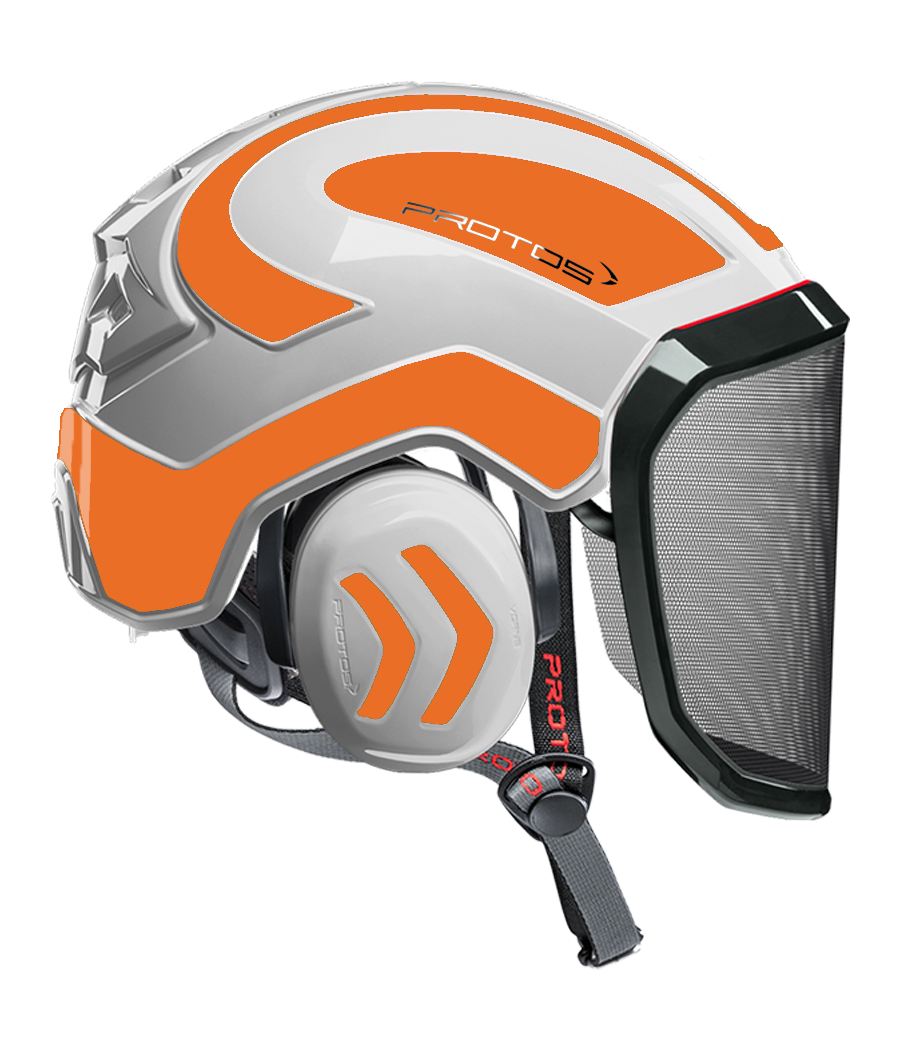 Casque Protos Integral Arborist PFANNER Bicolore  blanc-rouge orange fluo