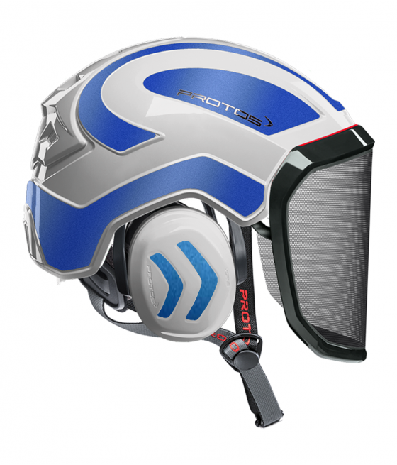 Casque Protos Integral Arborist Bicolore blanc-bleu métal