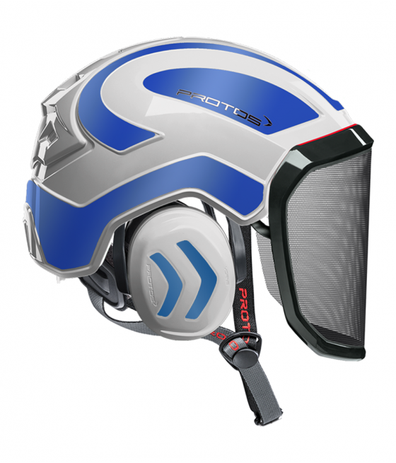 Casque Protos Integral Arborist Bicolore blanc-bleu reflex