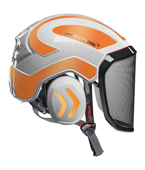 Casque Protos Integral Arborist Bicolore blanc-orange reflex