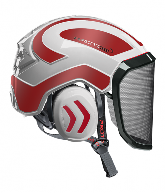 Casque Protos Integral Arborist Bicolore blanc-rubis reflex