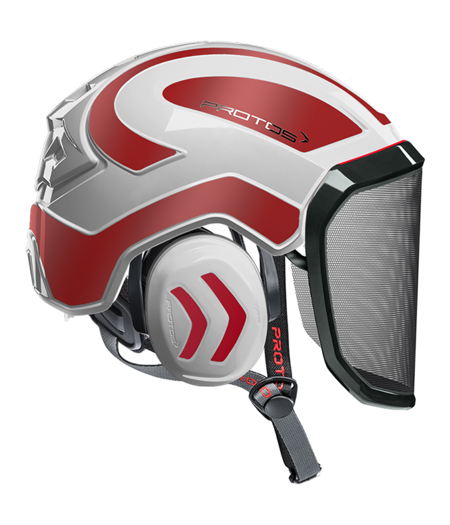 Casque Protos Integral Arborist PFANNER Bicolore blanc-rubis reflex