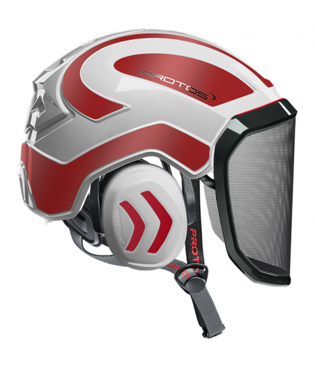 Casque Protos Integral Arborist Bicolore blanc-rubis reflex