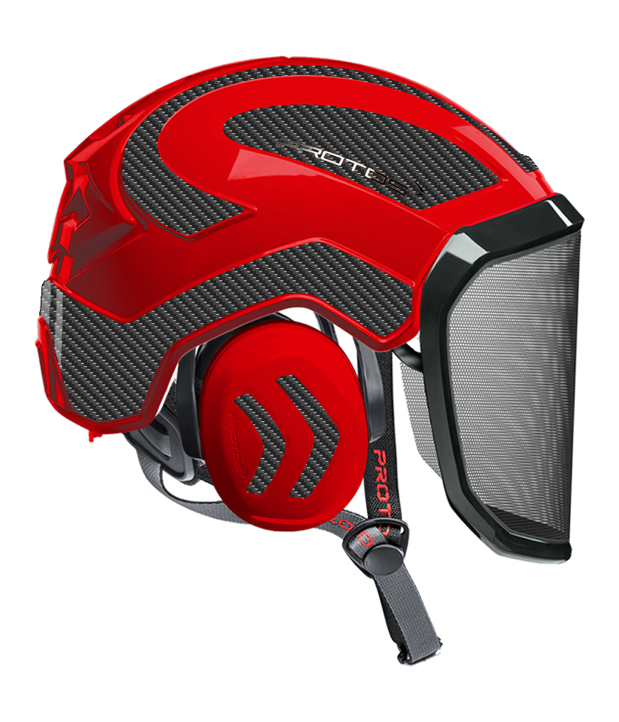 Casque Protos Integral Arborist Bicolore rouge-gris carbone