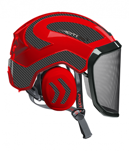 Casque Protos Integral Arborist Bicolore rouge-gris carbone