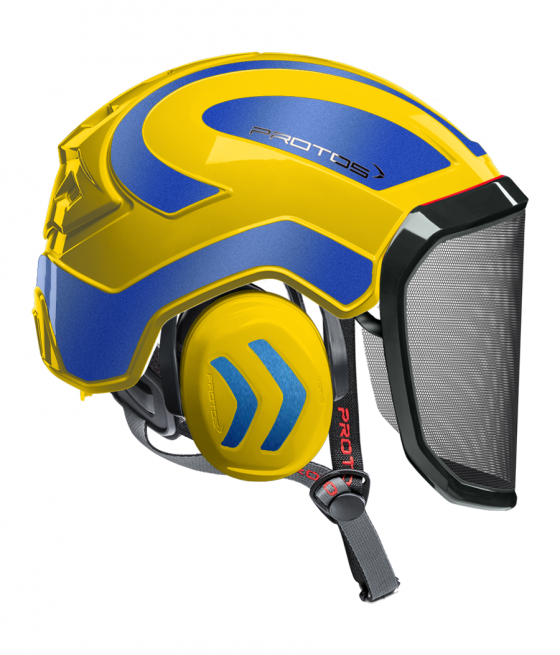 Casque Protos Integral Arborist PFANNER Bicolore jaune-bleu metal