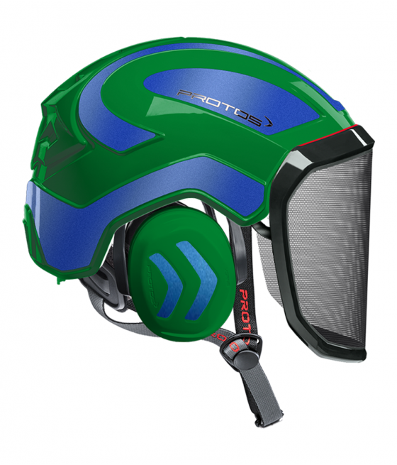 Casque Protos Integral Arborist Bicolore vert-bleu metal