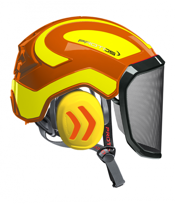 Casque Protos Integral Arborist Bicolore orange-jaune fluo